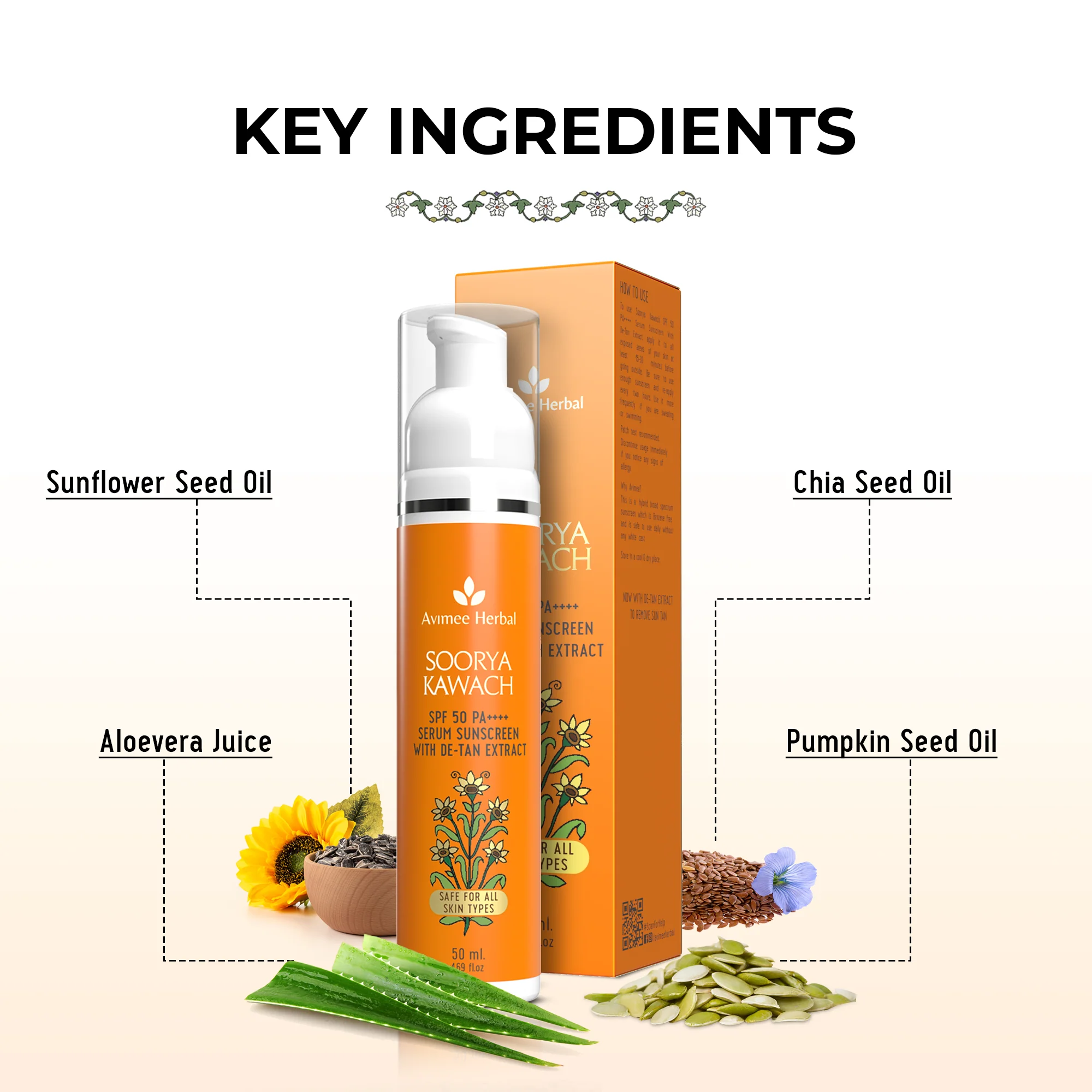 Soorya Kawach SPF50 PA++++ Hybrid Sunscreen with De-Tan Extract - Image 4